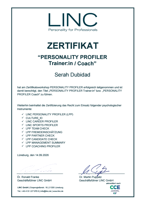 serah dubidad pesonality profiler coach trainerin